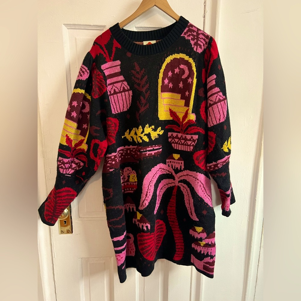 Farm rio magical tropical sweater dress size XL worn twice knee length